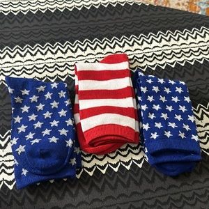 Pair of 3 Patriotic Stars & Stripes Red / White / Blue Low Socks.